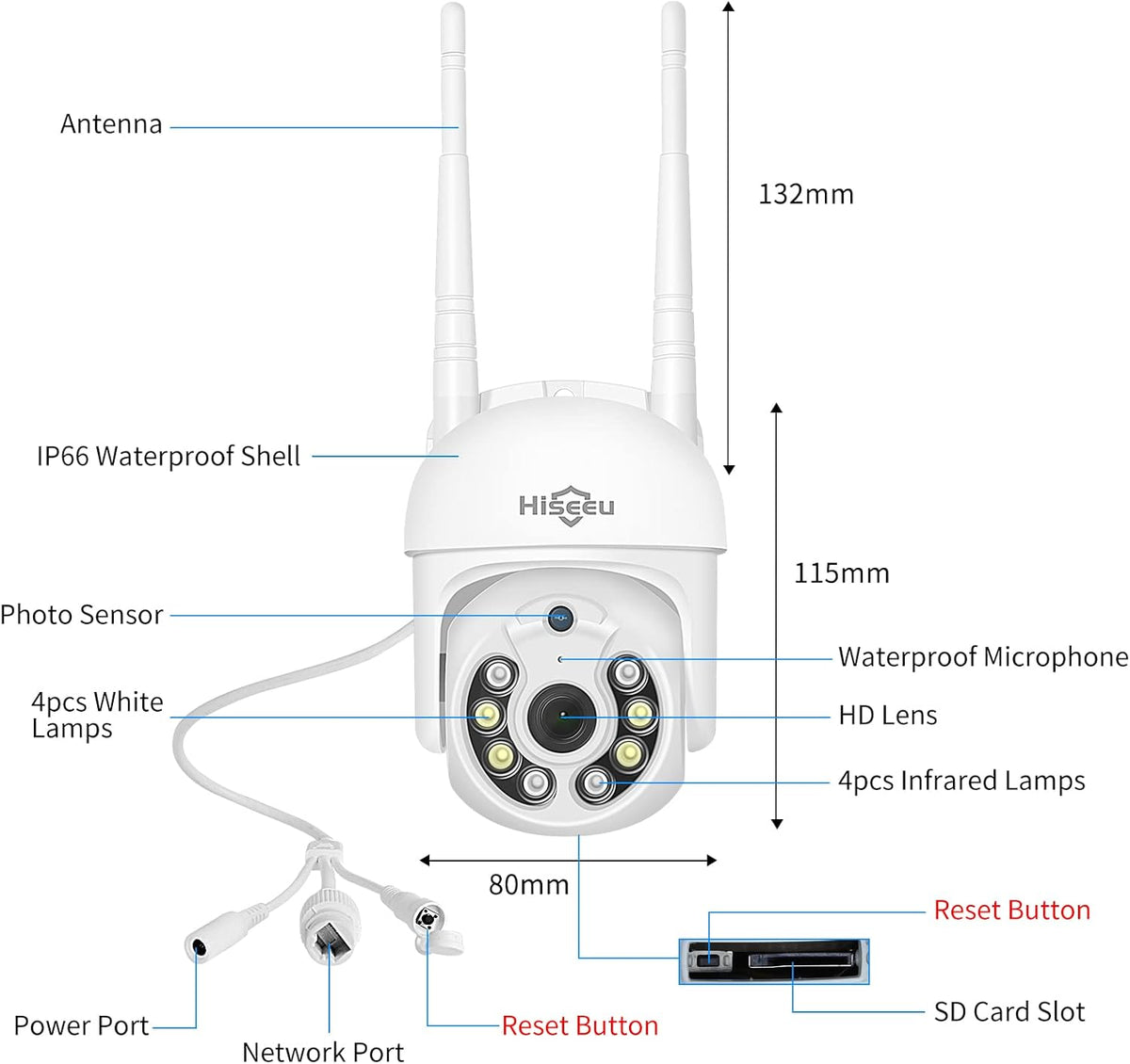 3MP Outdoor Wireless Security Camera with Floodlights Q756272