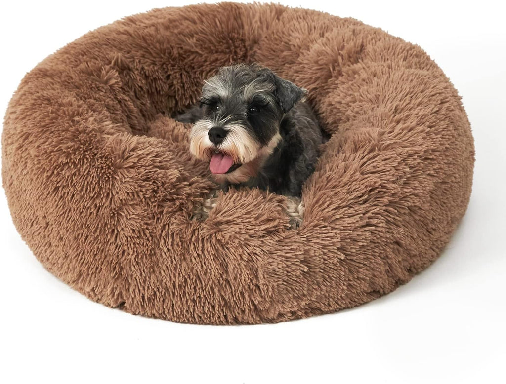 Round Donut Fluffy Pet Bed, Anti-Slip Bottom, 28 inch, Pack of 2 M1561