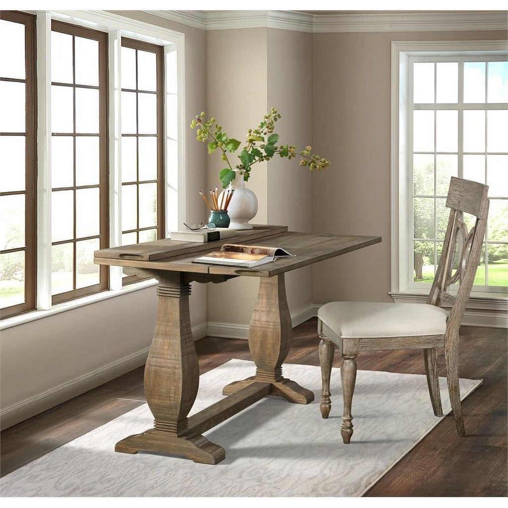 Reclaimed Natural Brown Solid Wood Flip Top Sofa Table D369