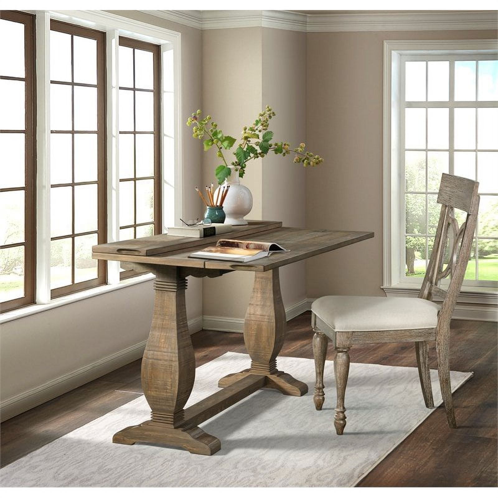Reclaimed Natural Brown Solid Wood Flip Top Sofa Table D369