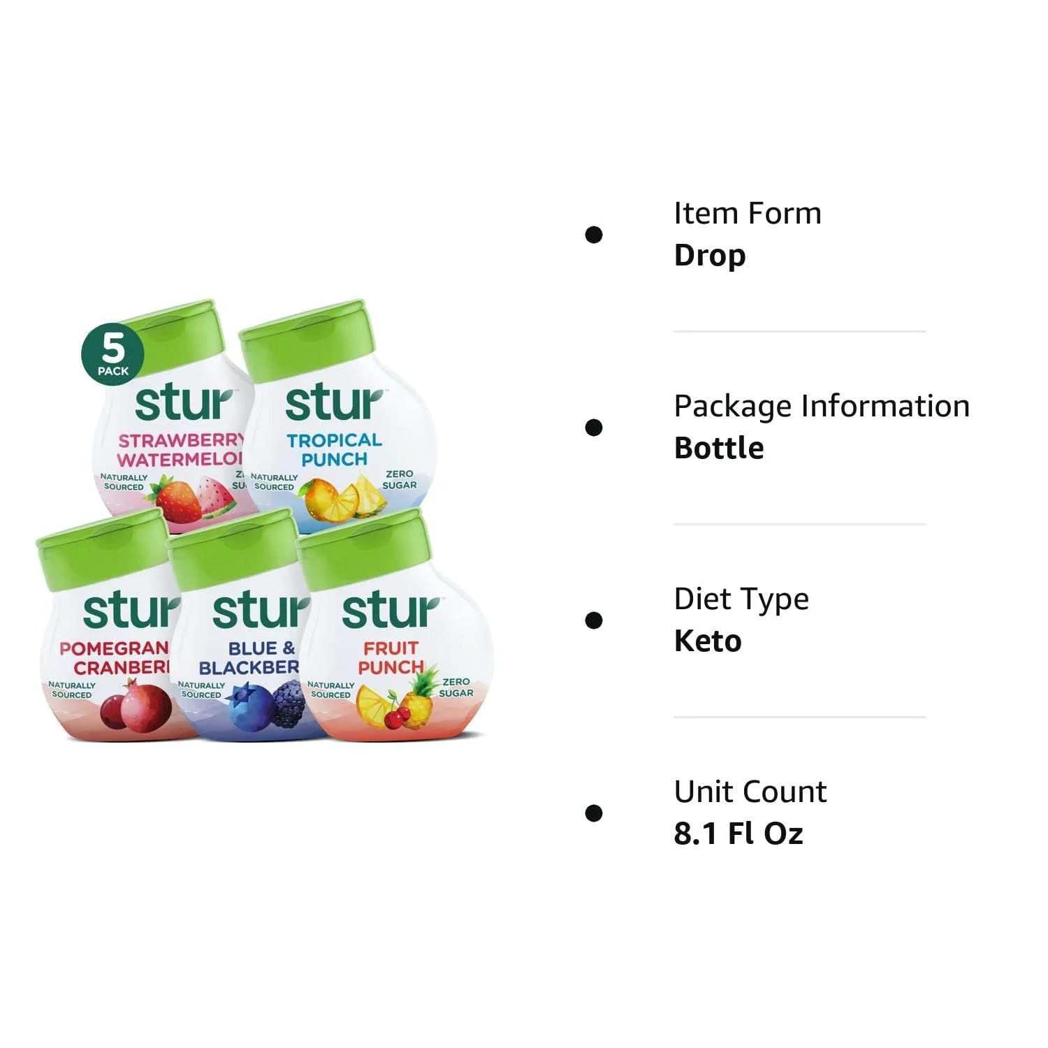 Liquid Water Enhancer Variety, Sugar Free, Zero Calories, 5 Bottles P47264