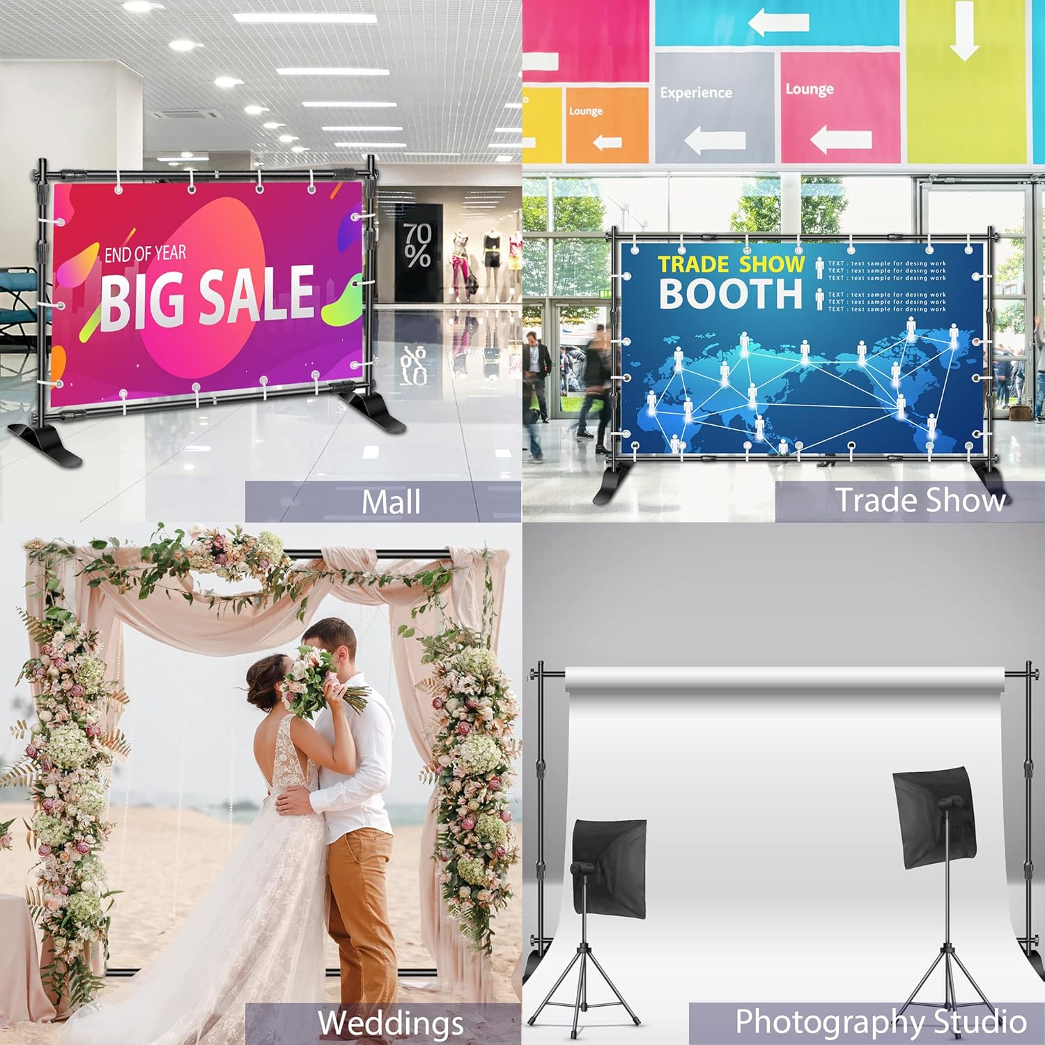 10x8ft Heavy Duty Banner Stand Backdrop with Carry Bag J6416