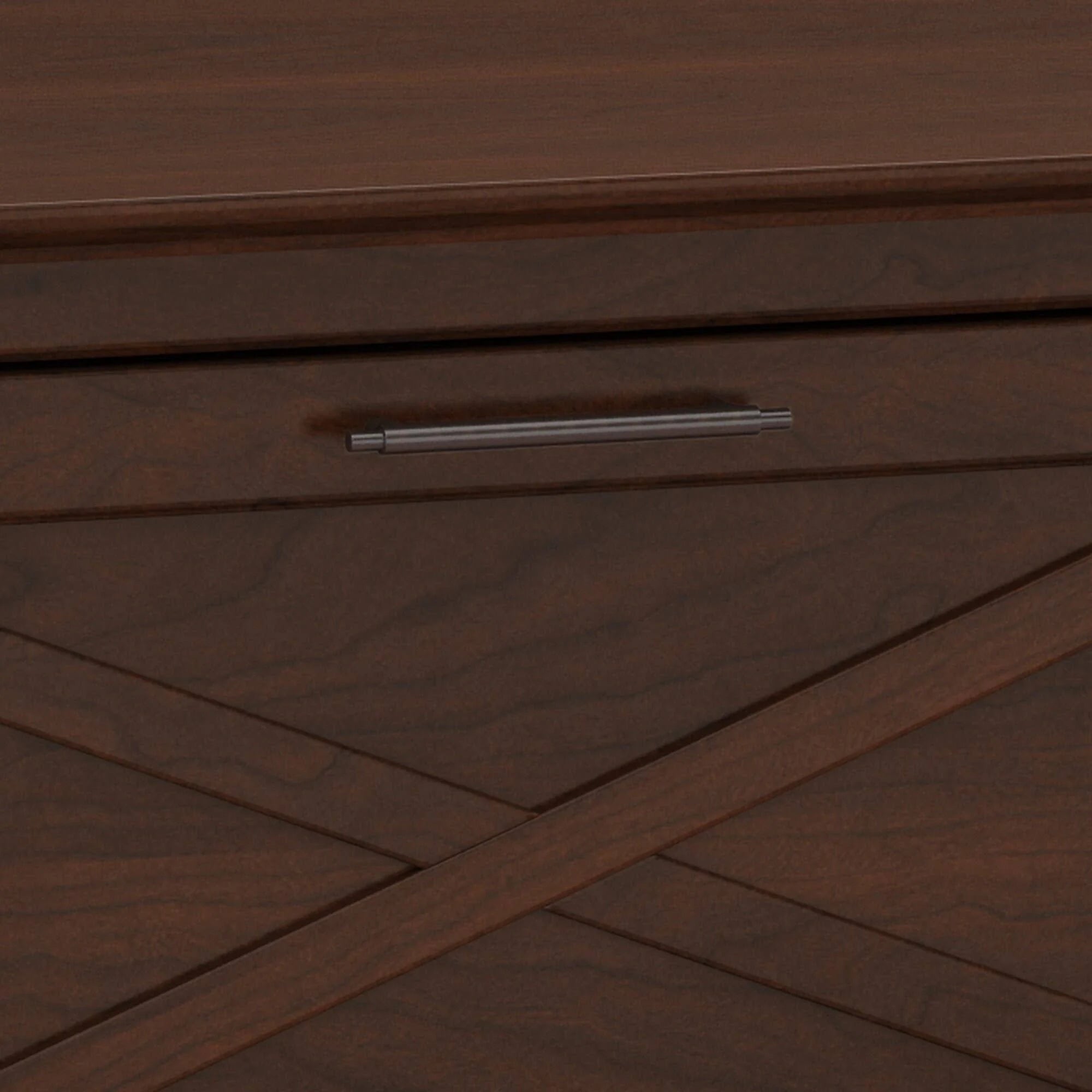 48x22 Engineered Wood Writing Desk with Lateral File Cabinet, Dark Gray Hickory U3114