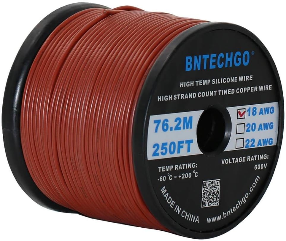 18 Gauge Silicone Wire Spool 500 ft Black 18 AWG Stranded Tinned Copper Wire Pack of 2 M4769