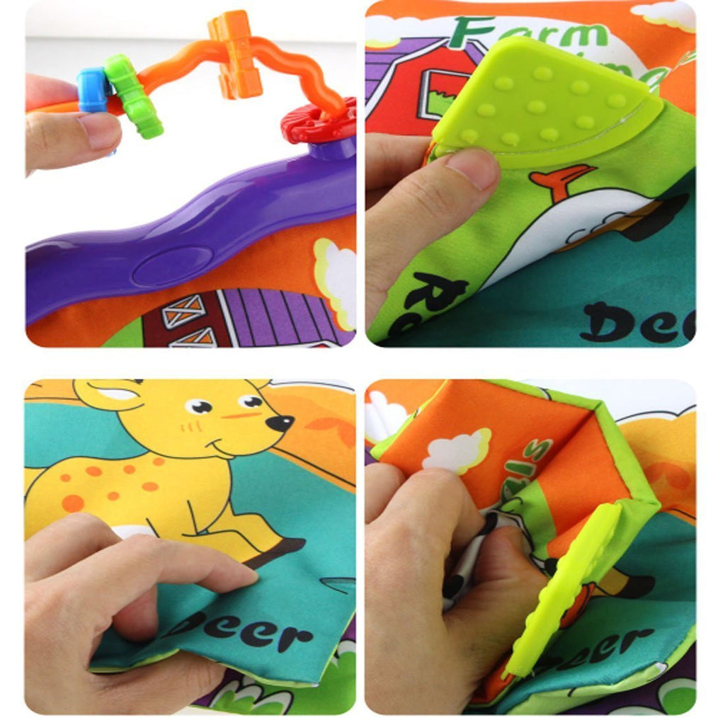 Soft Cloth Book with Teether Rings Infant Developmental Toy X4089