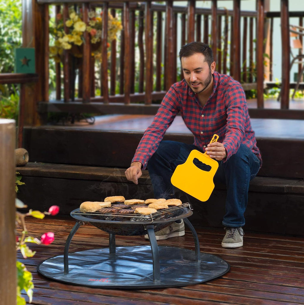 Fireproof Heat Resistant Round Portable Folding Fire Pit Mat Protector Pack of 2 R894970