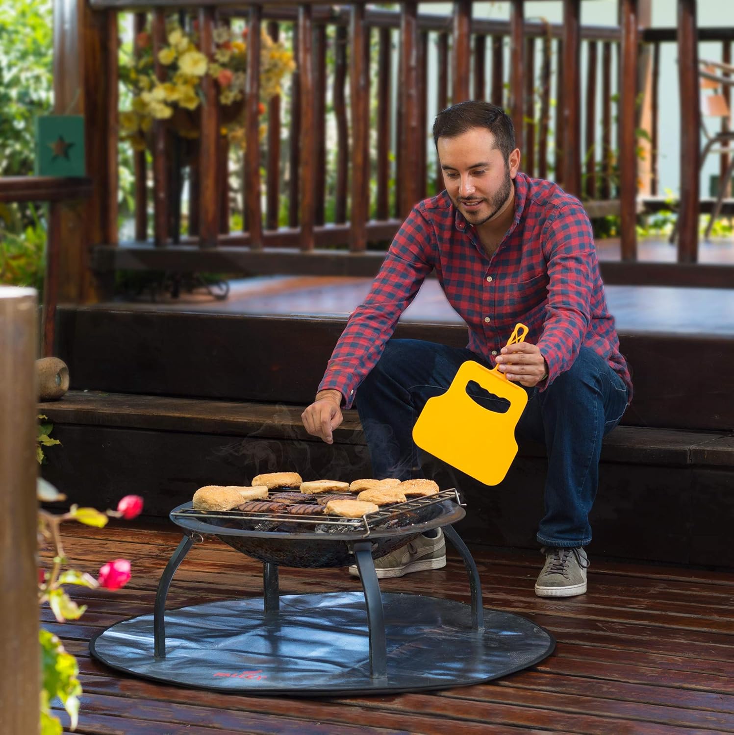 Fireproof Heat Resistant Round Portable Folding Fire Pit Mat Protector Pack of 2 R894970