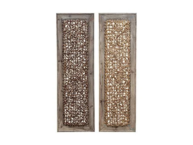 Wood Rattan Wall Decor, Brown/Natural - 2 Count D66311