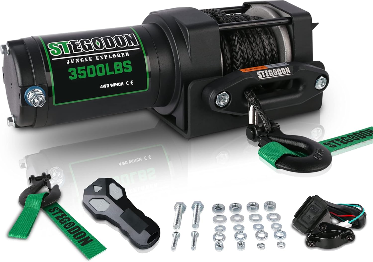 3500 lb. Load Capacity 12V Synthetic Rope Electric Winch with Wireless Remote Z58334
