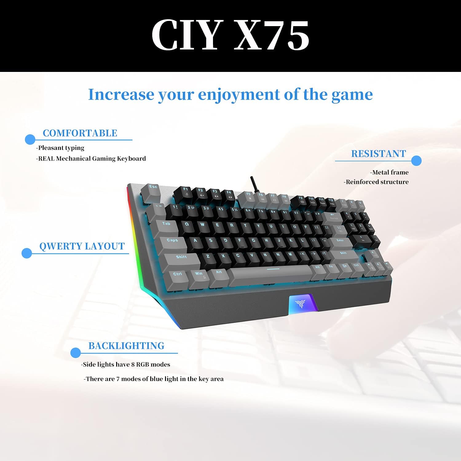 RGB Backlit Ultra-Compact 89 Keys Mechanical Gaming Keyboard with Hot-Swappable Switch S511