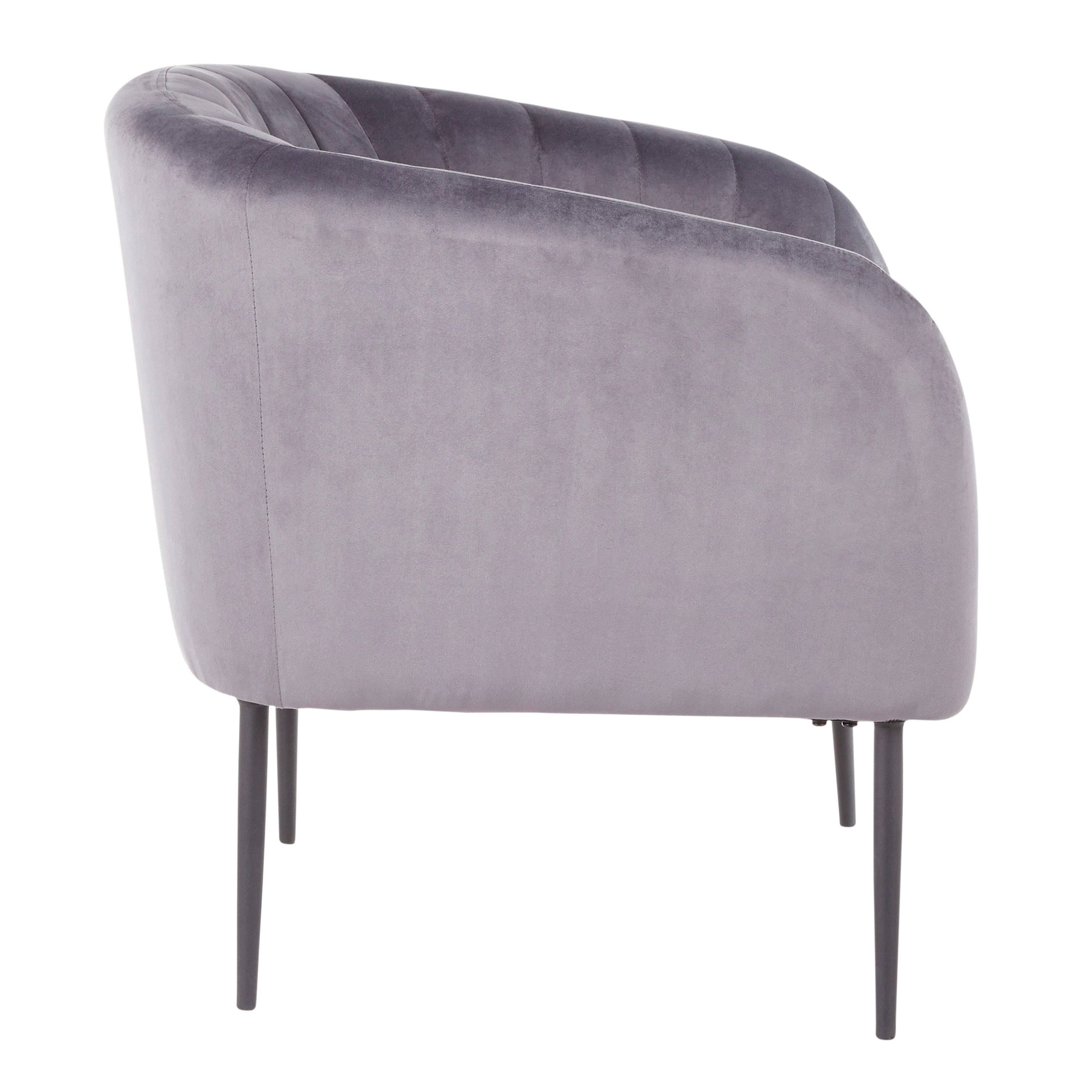 Black Metal Grey Velvet Accent Chair Y9135