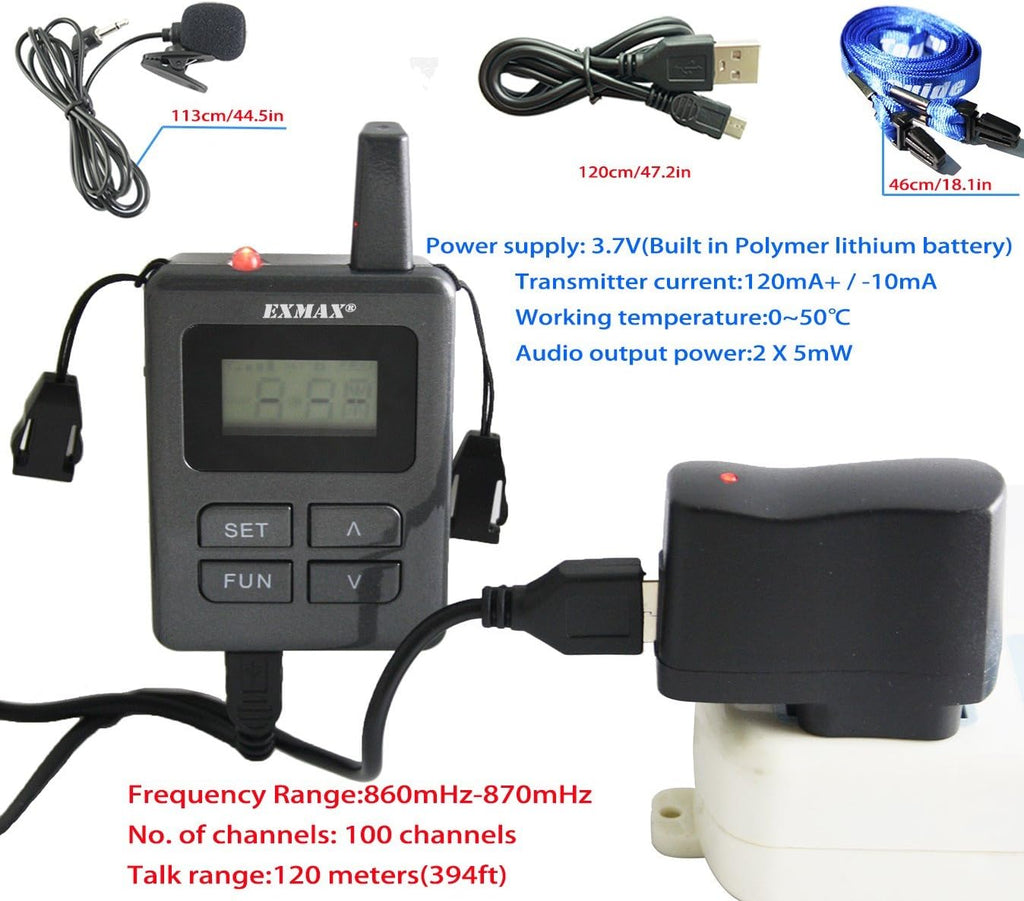 Wireless Tour Guide Monitor System (2 Transmitters 36 Receivers & Charge Case) D533