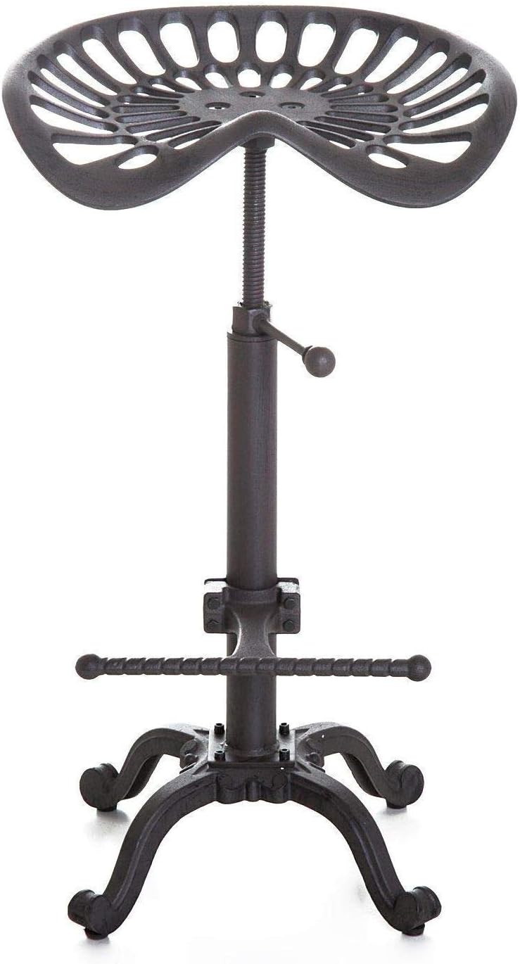 Industrial Bar Stool with Cast Iron Tractor Seat J2421