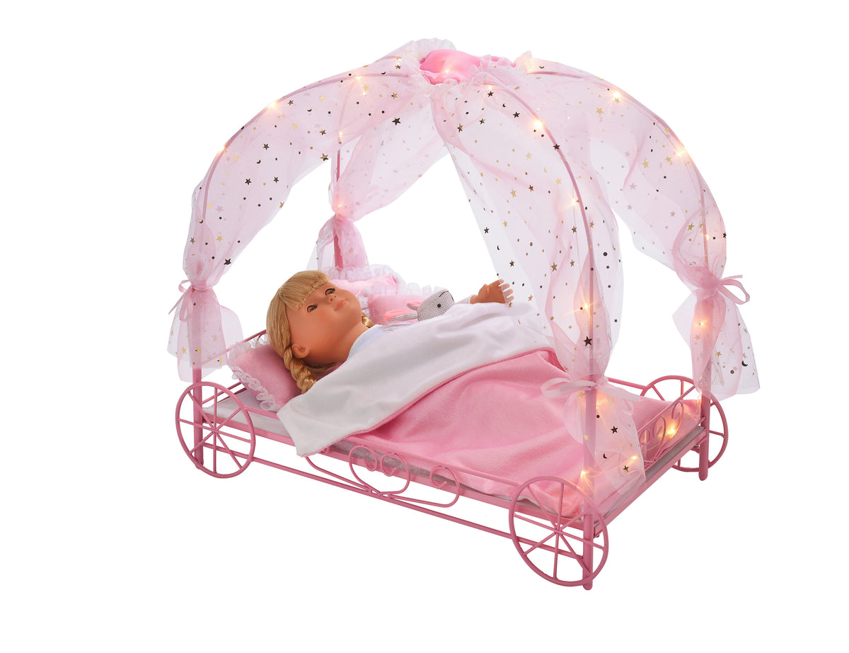 Pink Doll Bed with Canopy and LED Lights A336