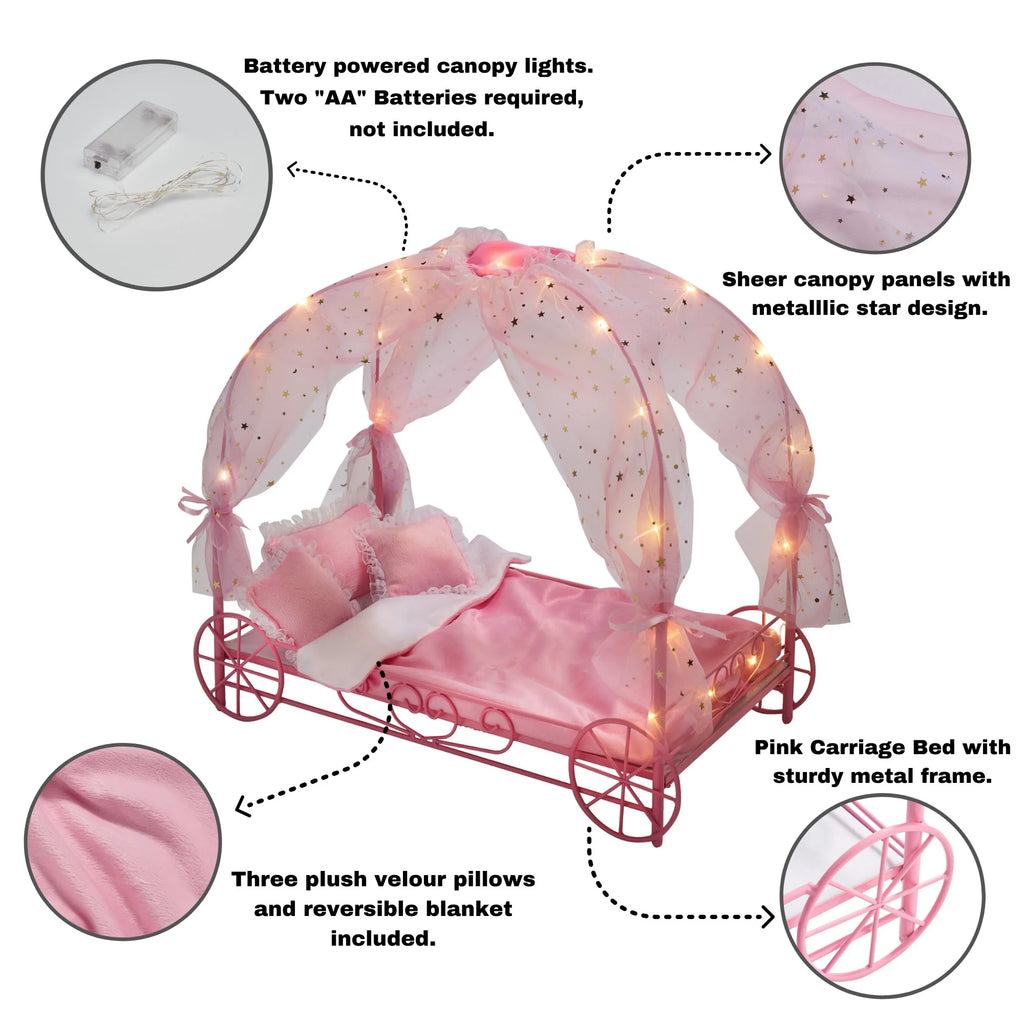 Pink Doll Bed with Canopy and LED Lights A336