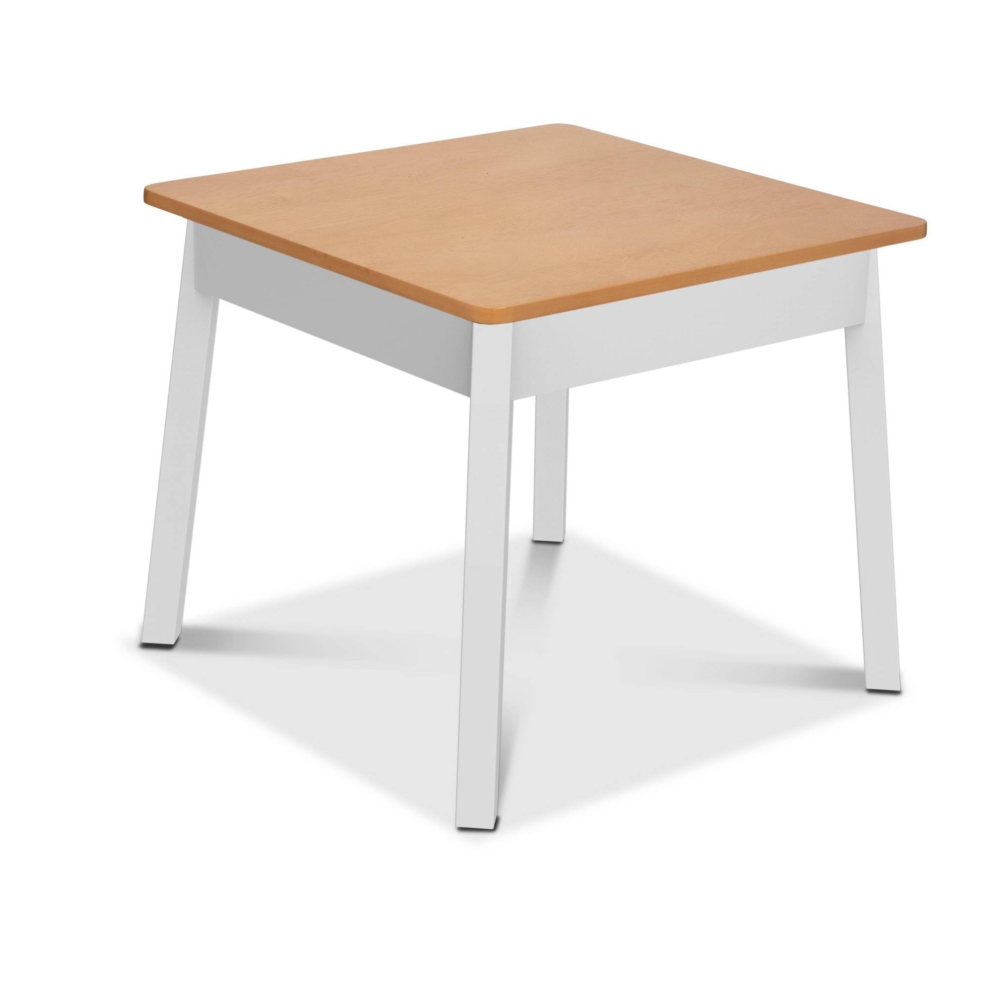 White/Natural Wooden Square Table U7869