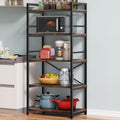 5-Tier Bakers Rack with Storage, Microwave Stand, Free Standing Kitchen Storage Shelf Rack (Black) T238