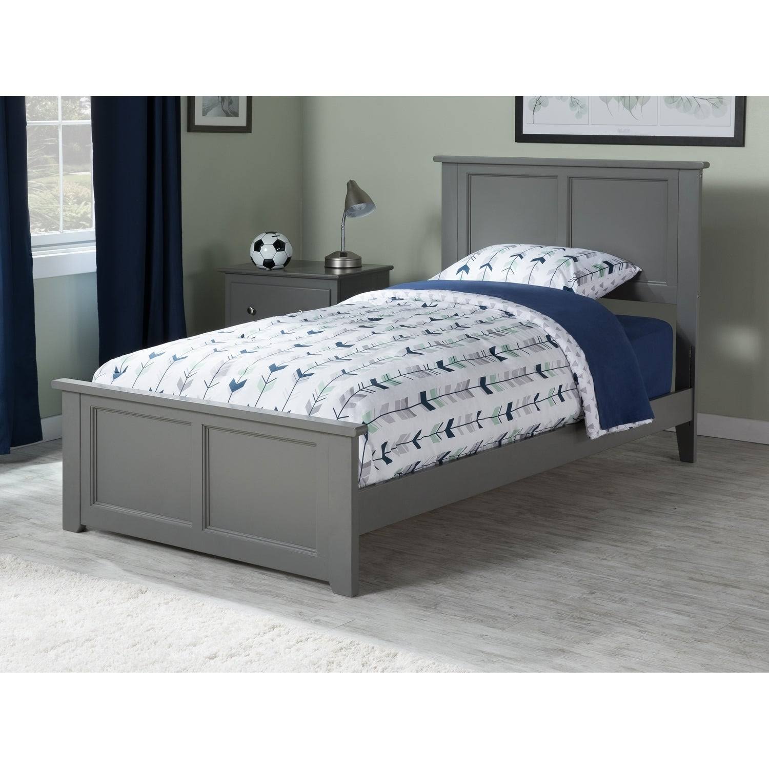 Twin Traditional Bed with Foot Board in Atlantic Grey D60596