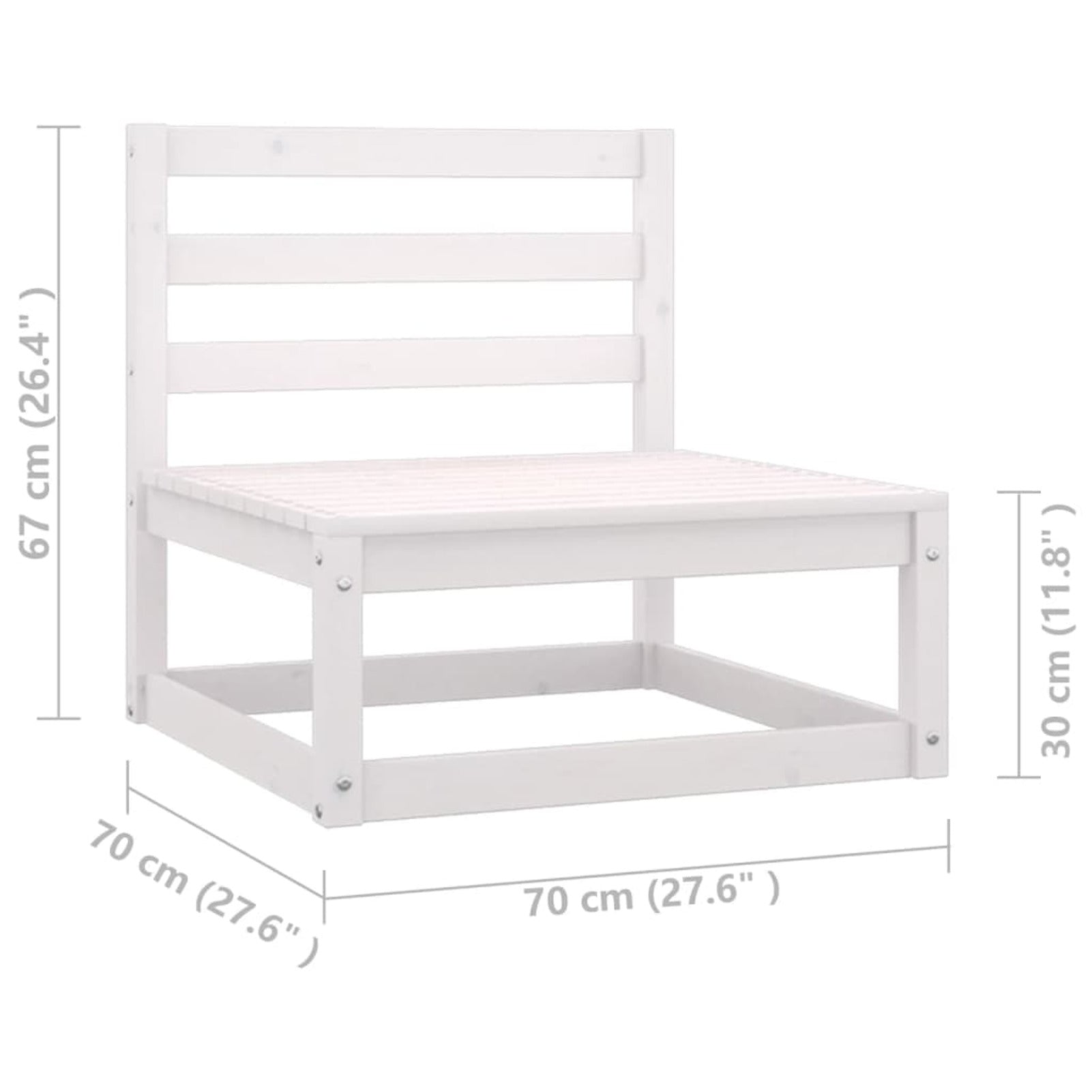 4 Piece White Pinewood Outdoor Sectional Sofa Set with Cushion G55683