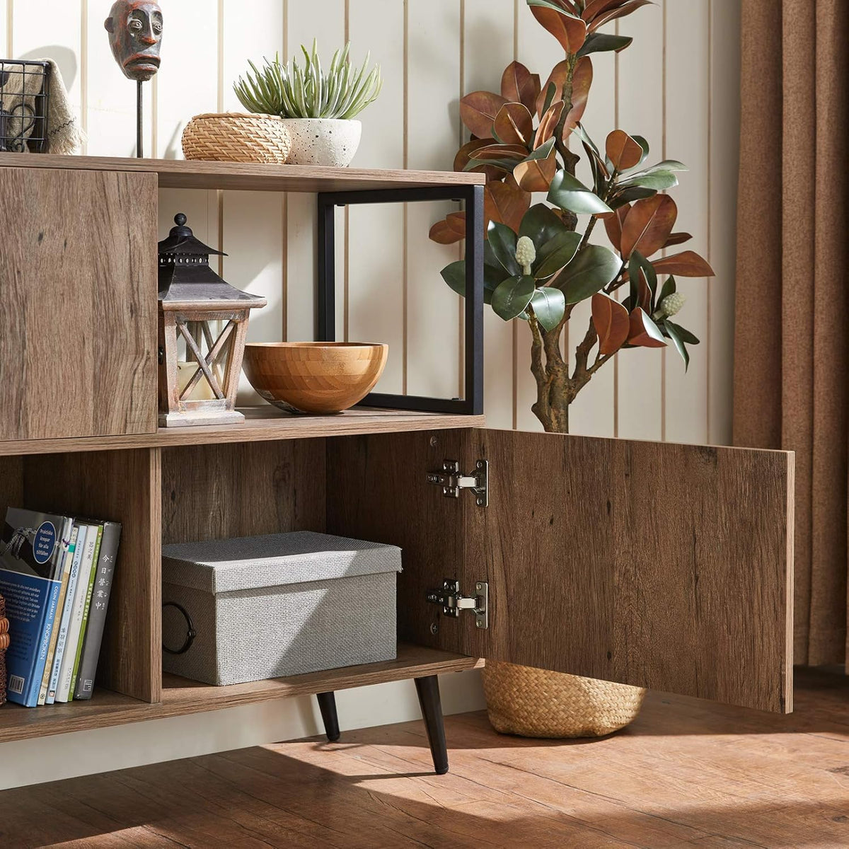 Brown Wood Console Table with Storage Cabinet X8573