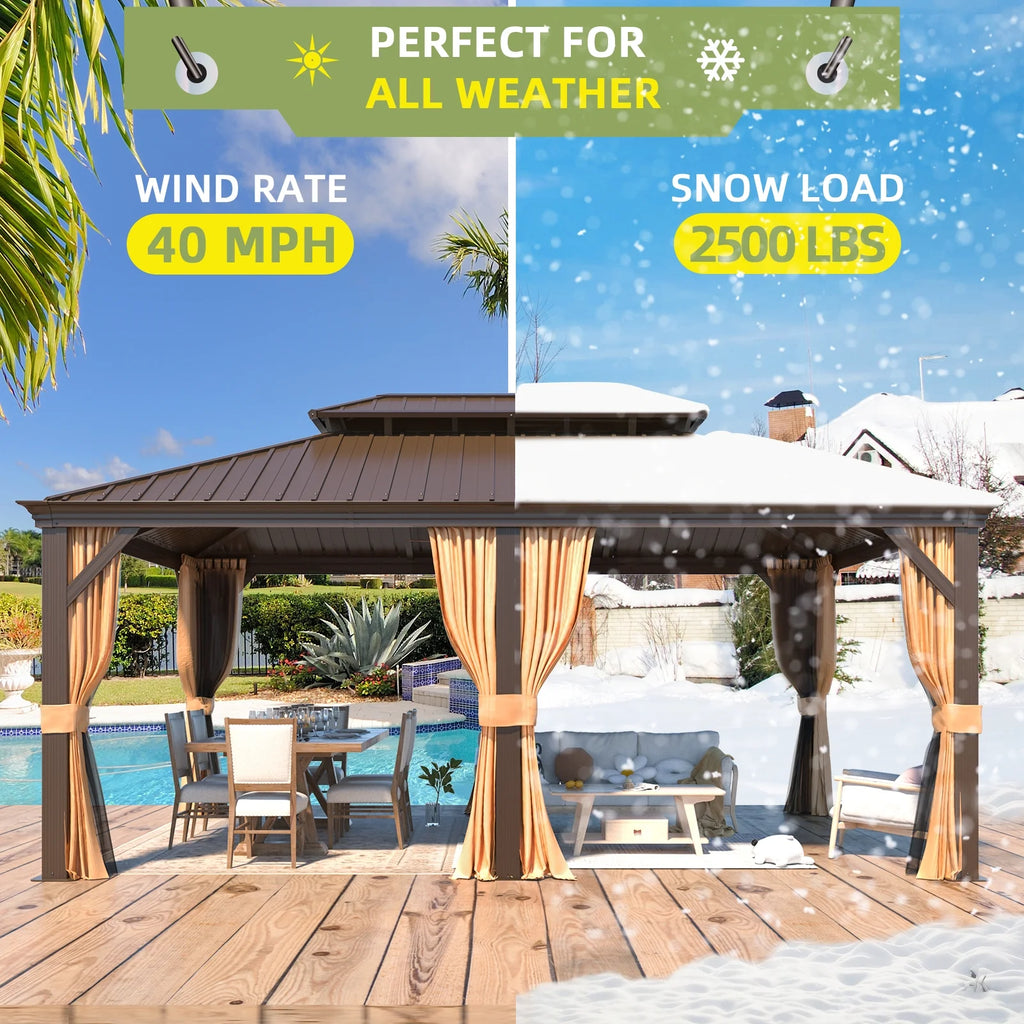 12' x 18' Hardtop Metal Double Roof Gazebo Y477