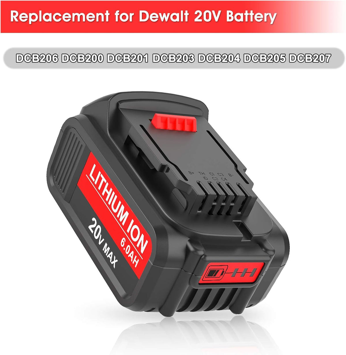 2 Pack 6.0Ah Replacement Battery for Dewalt 20V Max Lithium J826
