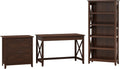 48W Writing Desk with 2 Drawer Lateral File Cabinet and 5 Shelf Bookcase A1097