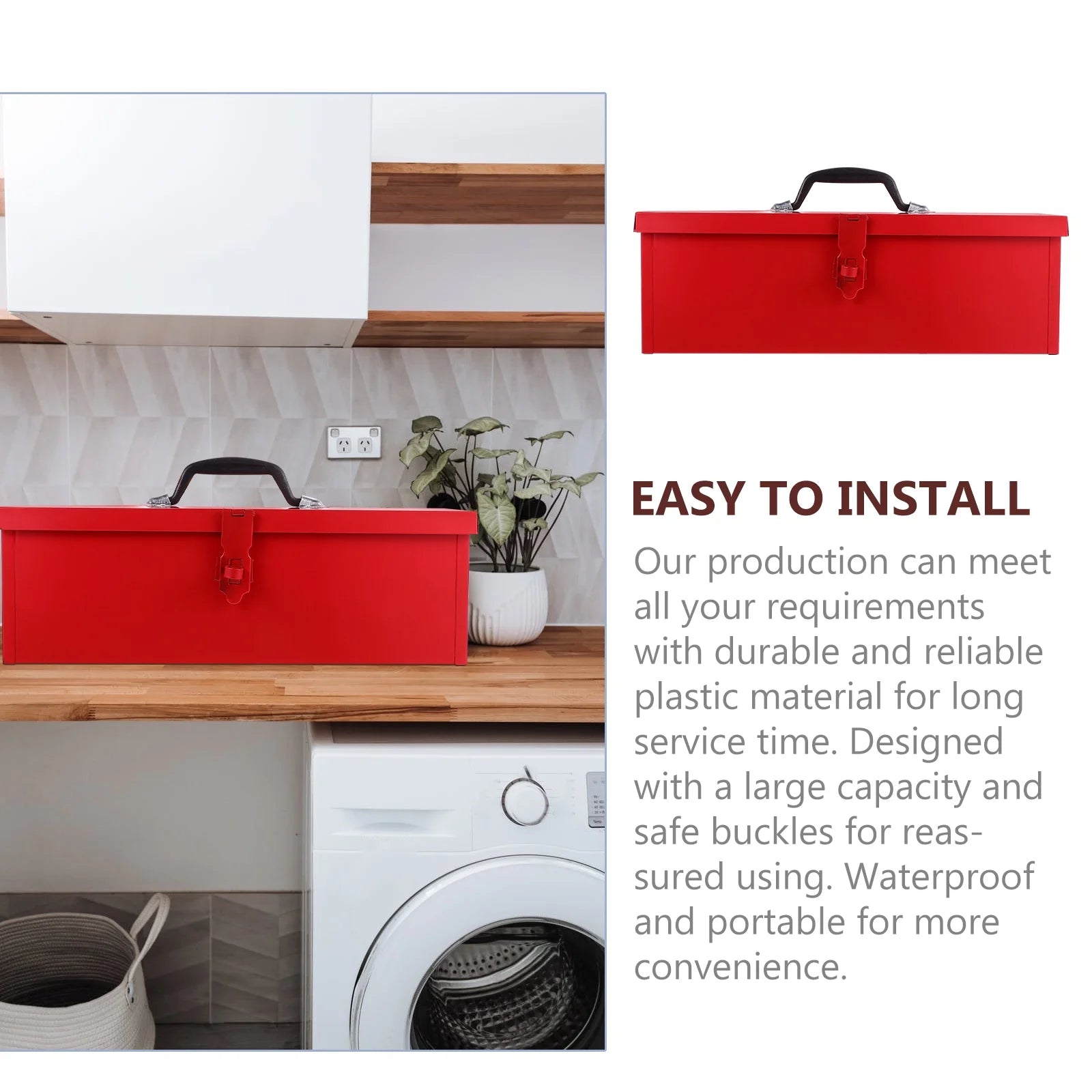 Red Hip Roof Metal Tool Box Q313