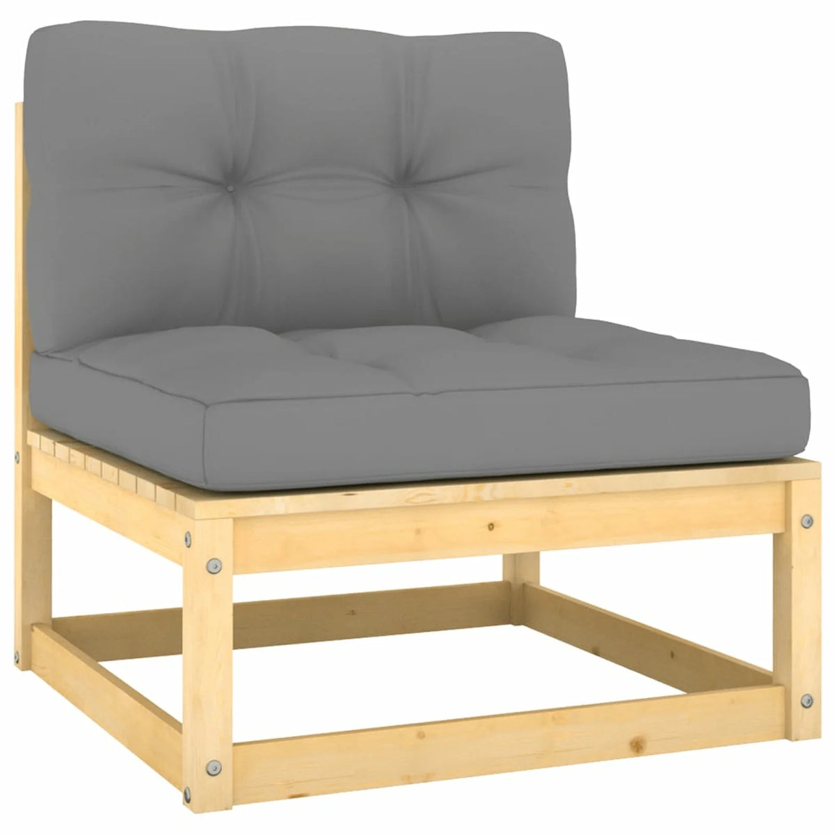 6 Piece Gray Cushioned Pinewood Outdoor Sectional Sofa Set B909