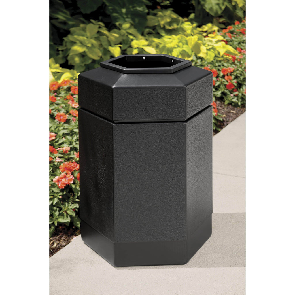 30-Gallon Hex Waste Container Black U540434