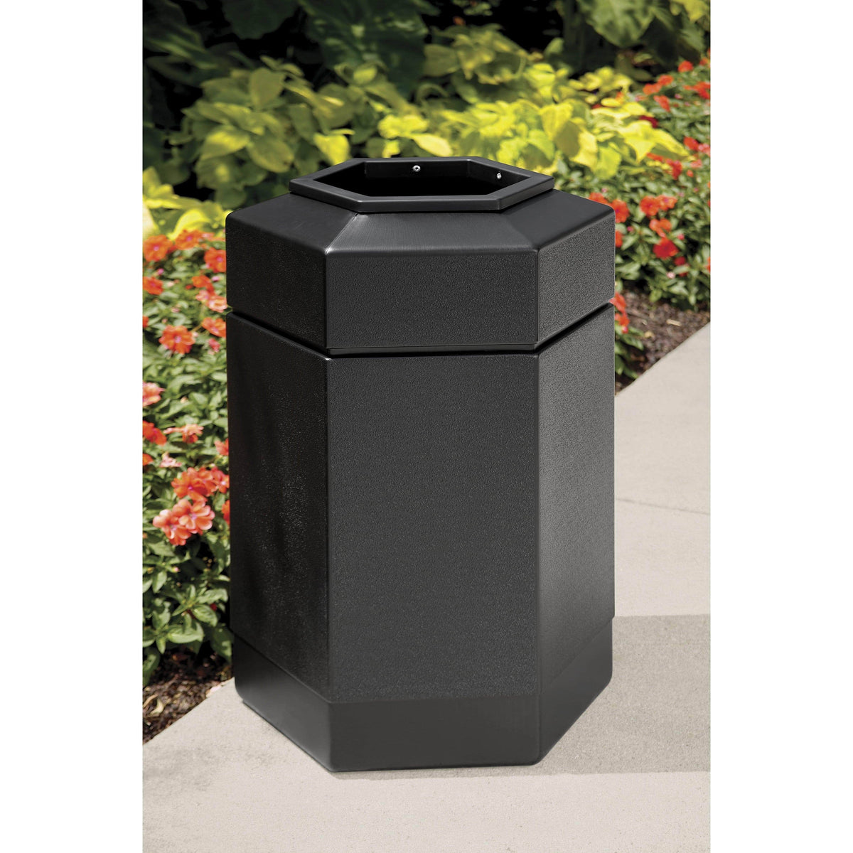 30-Gallon Hex Waste Container Black U540434