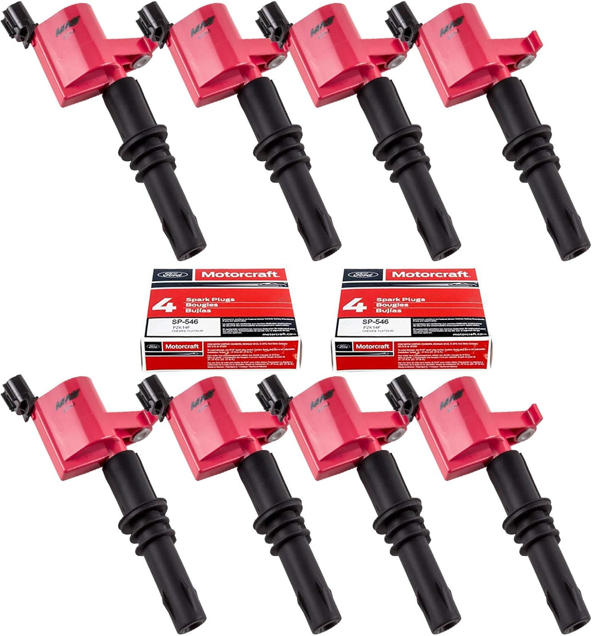 Ignition Coils and Spark Plug Set of 8 for Ford Lincoln Mercury V8 V10 5.4l 6.8l M5919