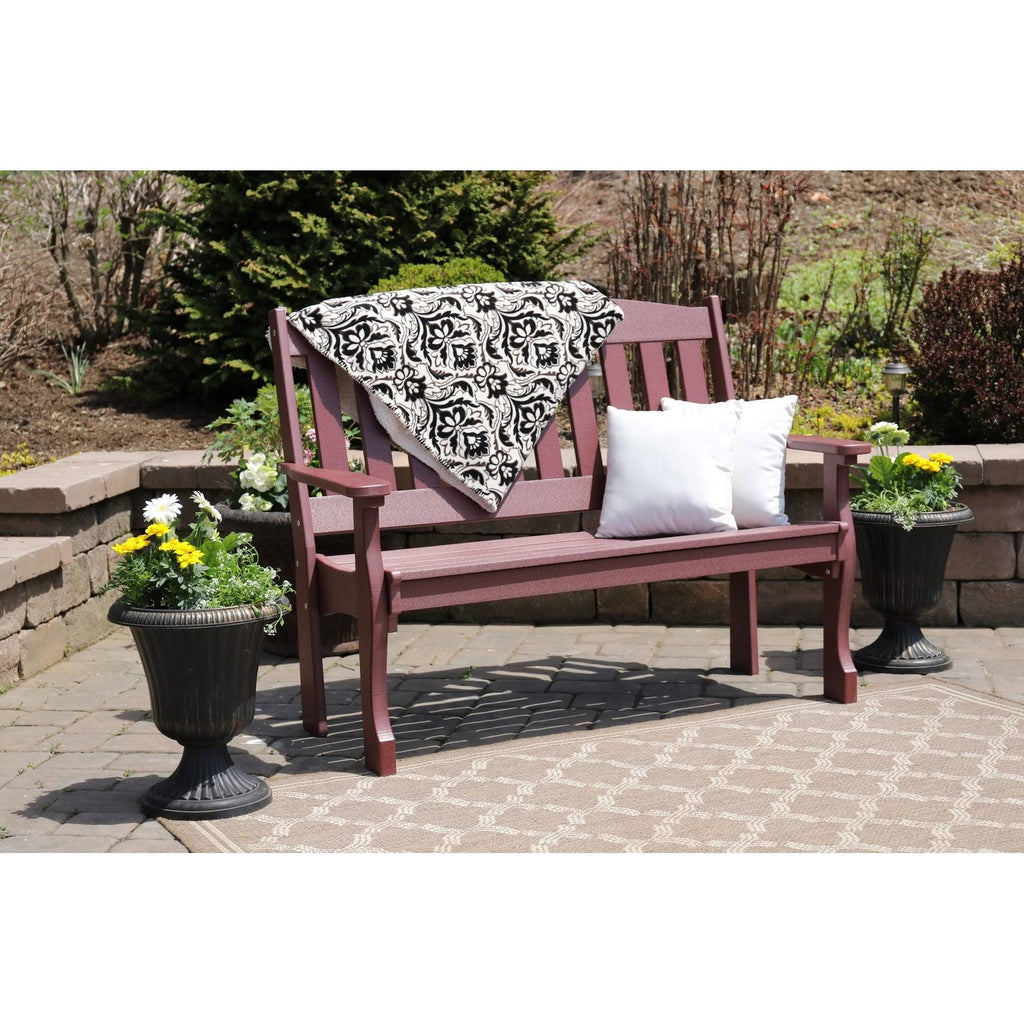 Cherry Wood Black Poly Garden Bench K743275
