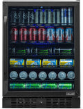Black Stainless Steel 177 Can Beverage Refrigerator Cooler with Glass Door A341