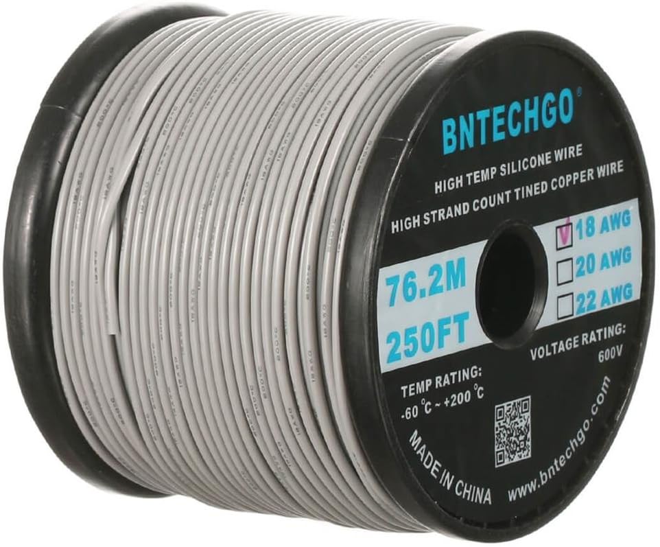 18 Gauge Silicone Wire Spool 500 ft Black 18 AWG Stranded Tinned Copper Wire Pack of 2 M4769