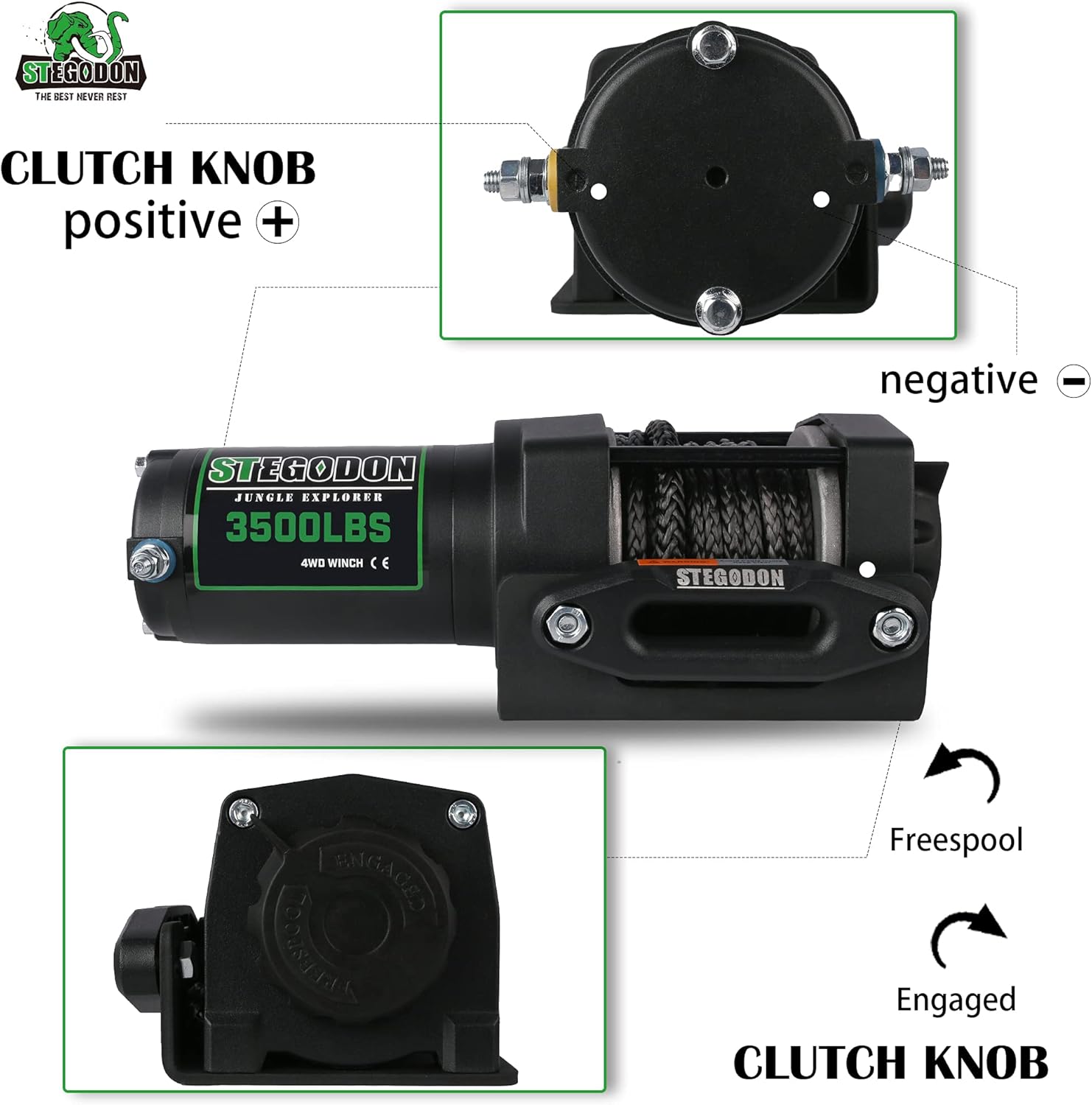 3500 lb. Load Capacity 12V Synthetic Rope Electric Winch with Wireless Remote Z58334