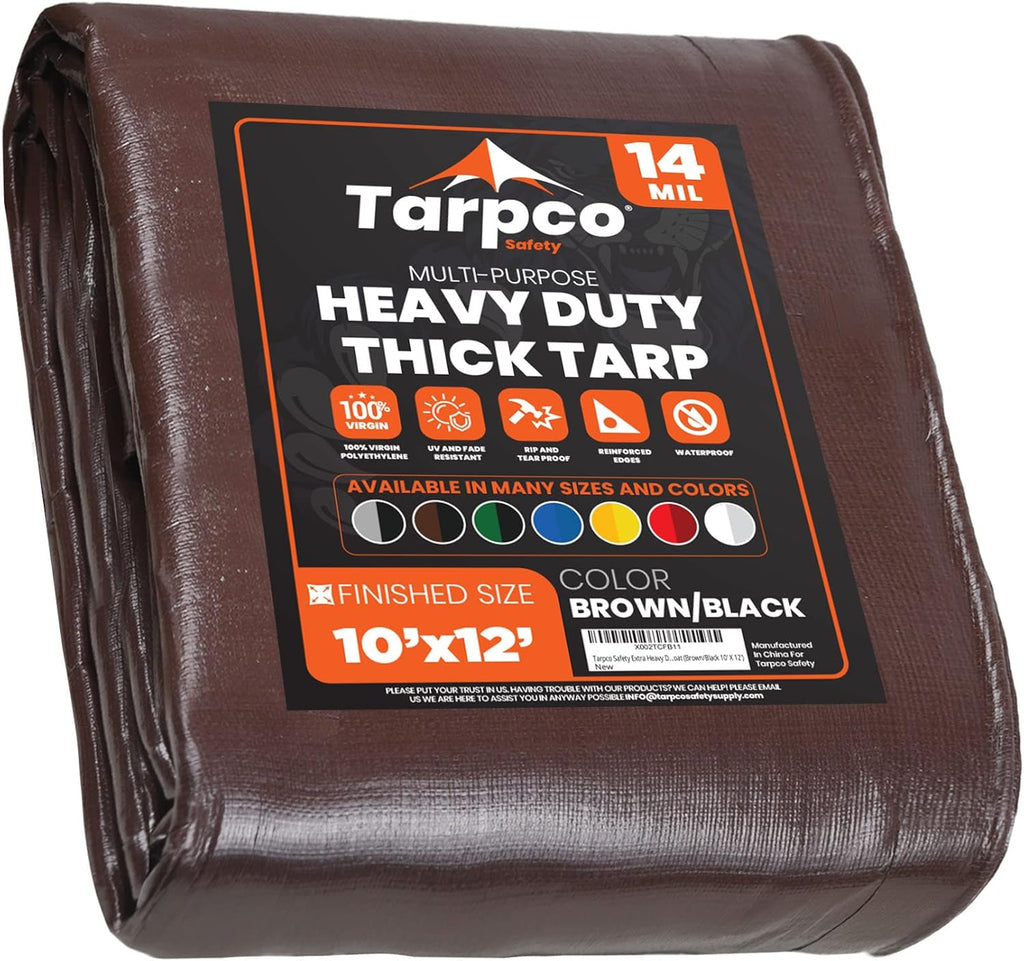 Brown/Black 8′ X 10′ Pack of 2 Waterproof Poly Tarpaulin with Reinforced Edges P139