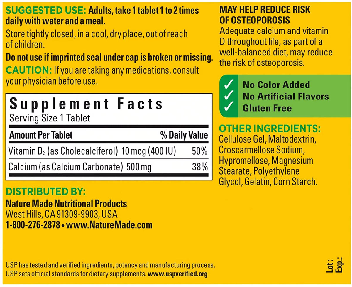 Calcium 500 mg Tablets 130 Tablets (Pack of 2) Y639924