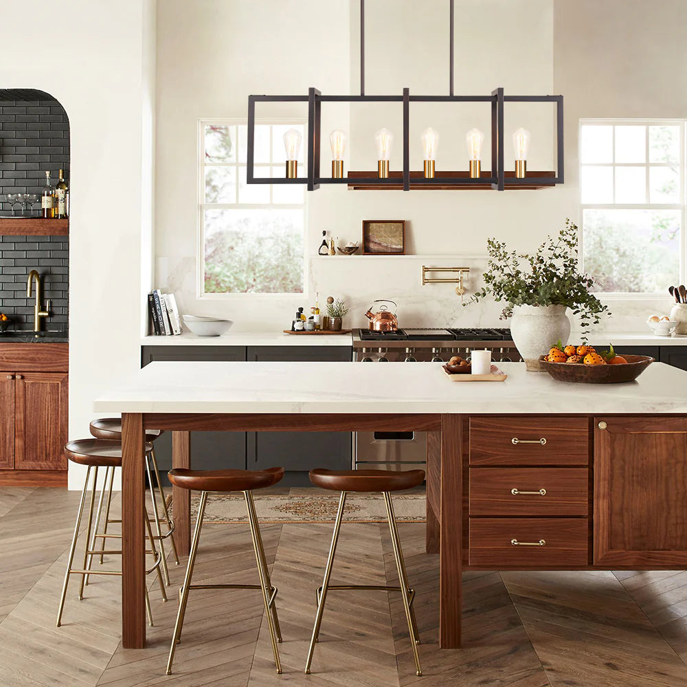 6-Light Dimmable Aluminum Kitchen Island Chandelier V790