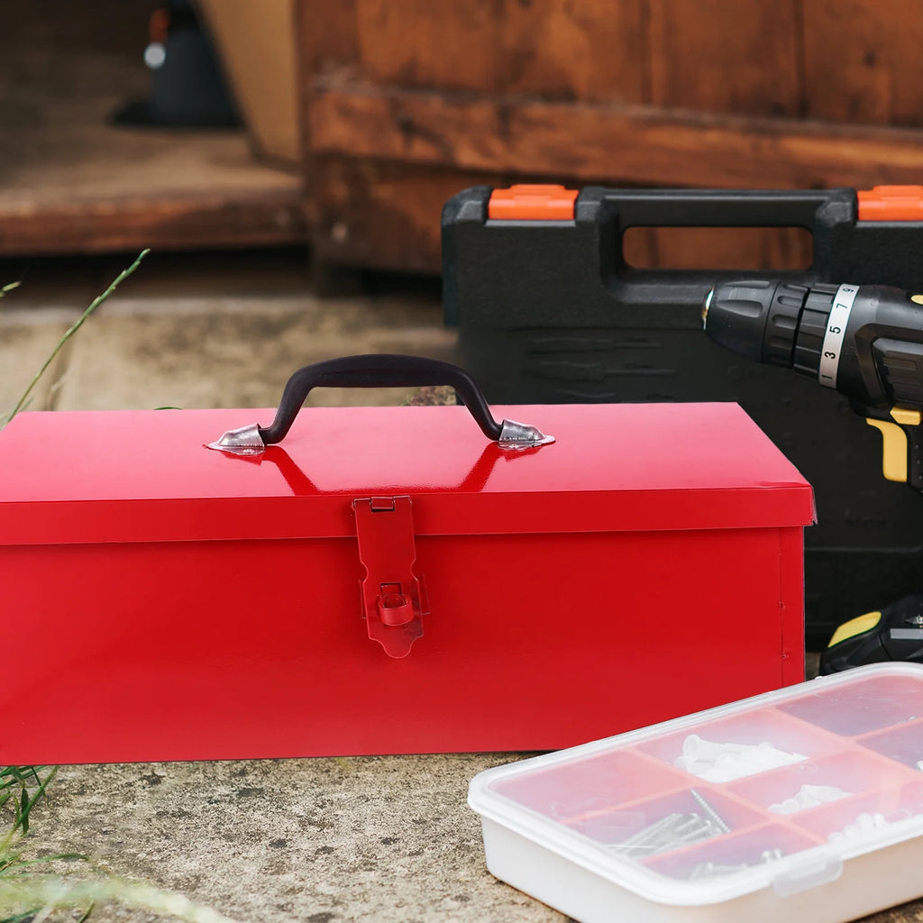Red Hip Roof Metal Tool Box Q313