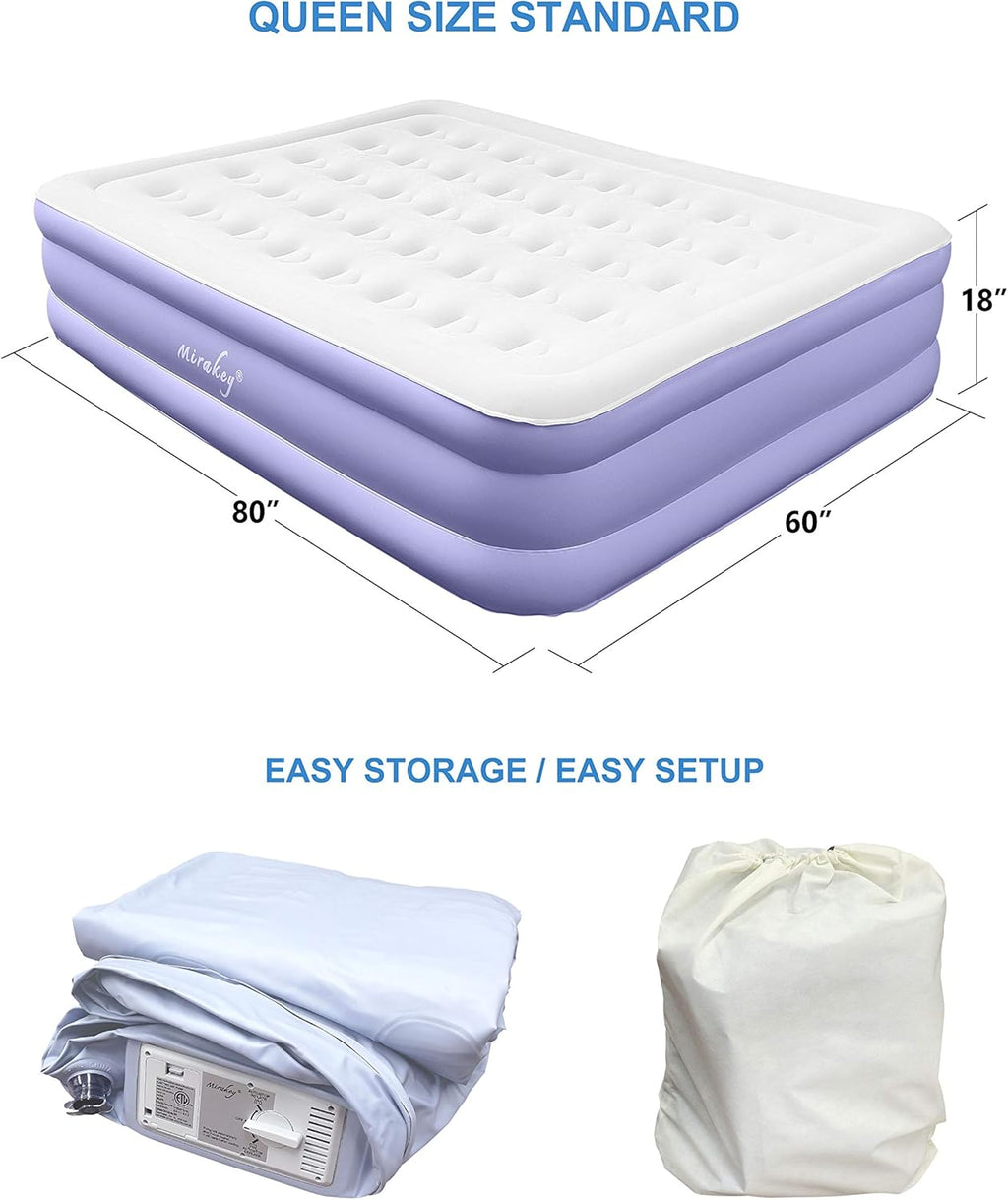 Queen Air Mattress with Built in Pump Raised 18 Waterproof Airbed R163