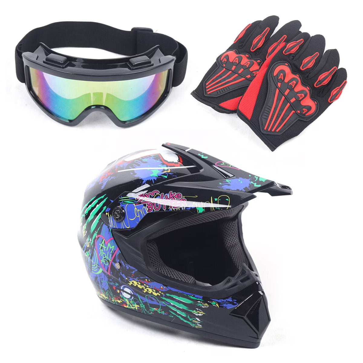 DOT Motocross Helmet Gloves Goggles Combo R5305