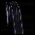 Navy Blue Satin Edged Organdy with Gold Trim 30 Yards H612