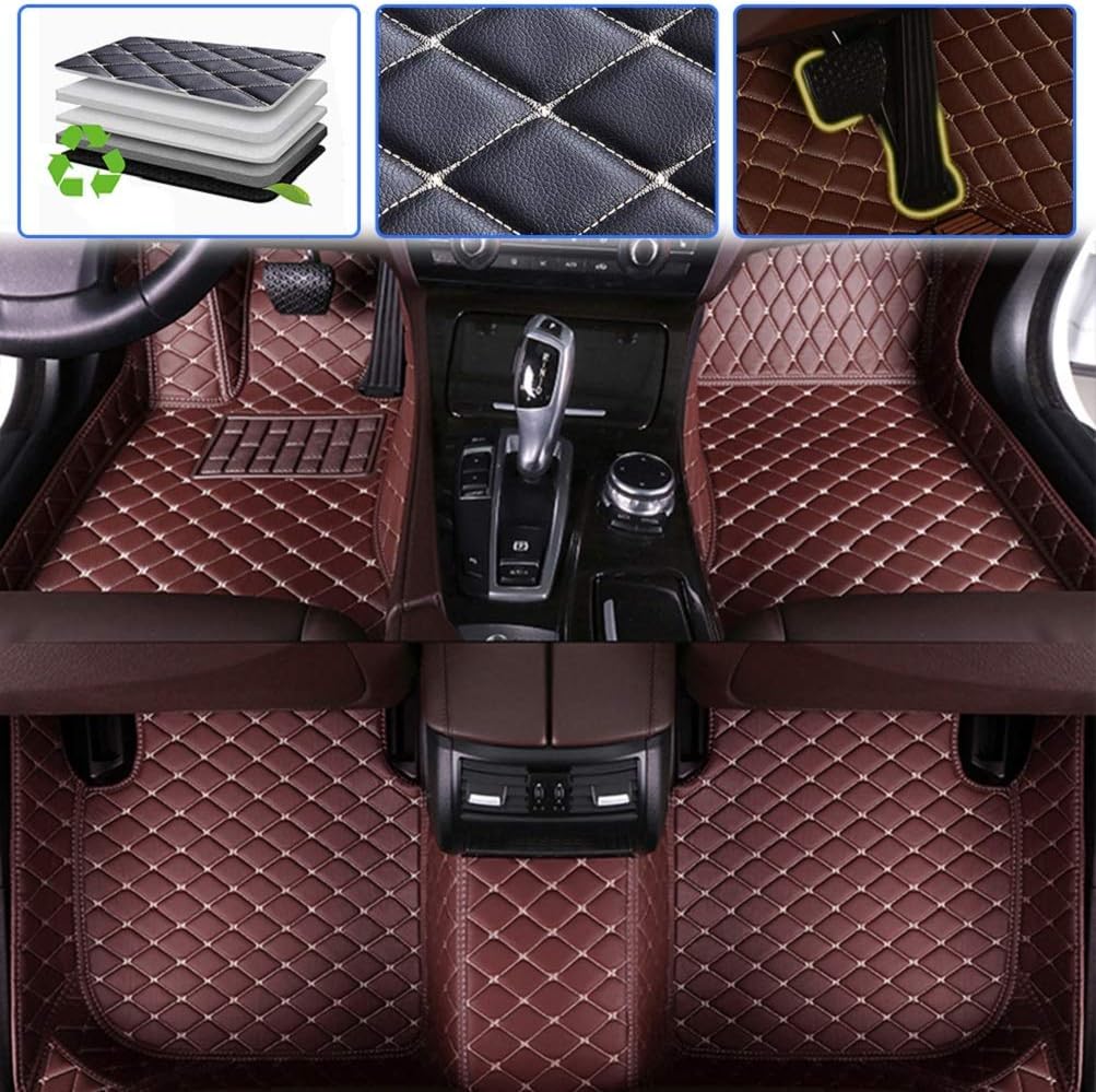 Black Beige Waterproof Anti-Skid Full Coverage Car Floor Mats Z636145