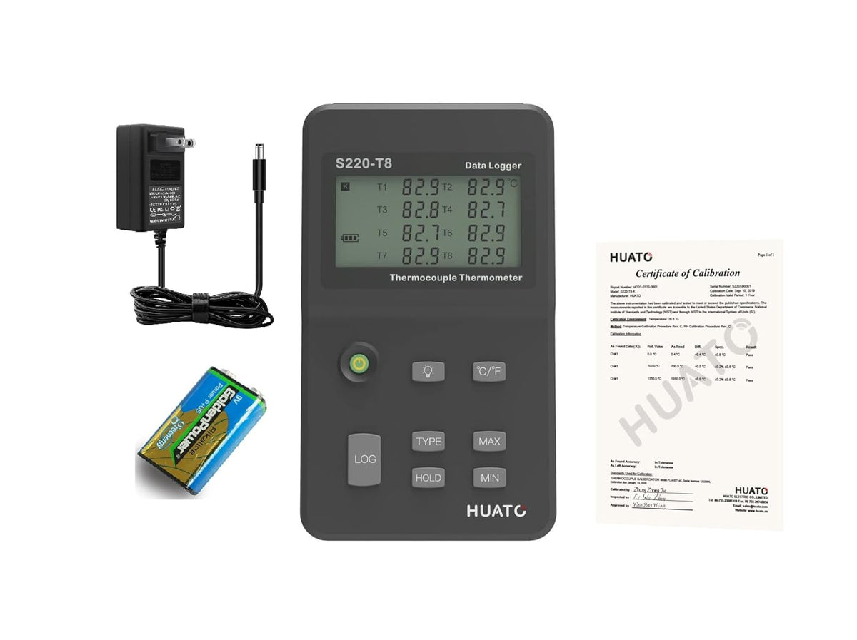 Eight Channel Thermocouple Data Logger with External Power Supply and NIST Traceable Certificate V578