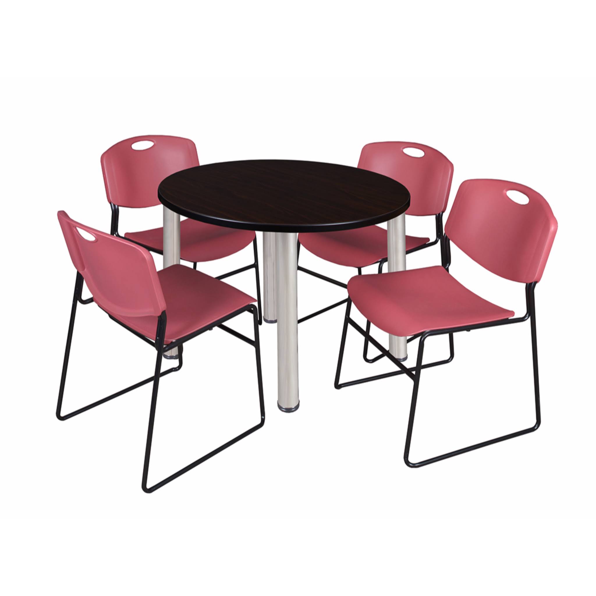 36x22 Round Breakroom Table with 4 Stack Chairs V621