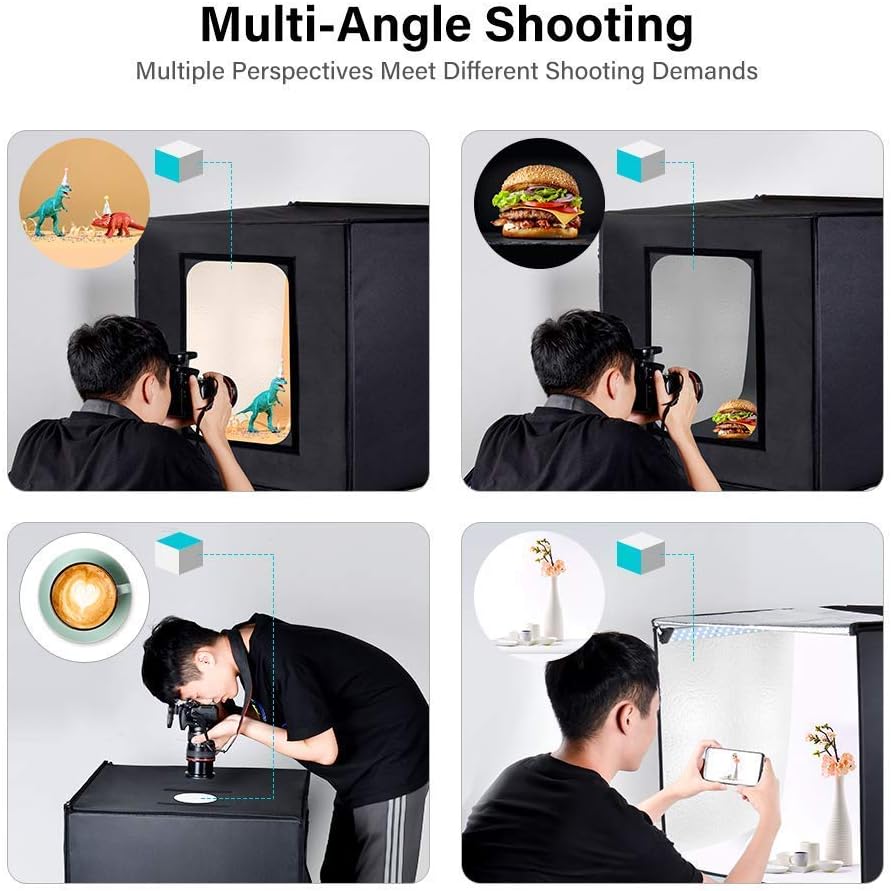 Portable 24 x 24 Inch Photo Studio Light Box with LED Lights and 3 Color Backdrops T6049