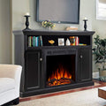 Electric Fireplace TV Stand Wood Mantel with LED Flames, Storage Bin, Remote Control, Dark Espresso C59041