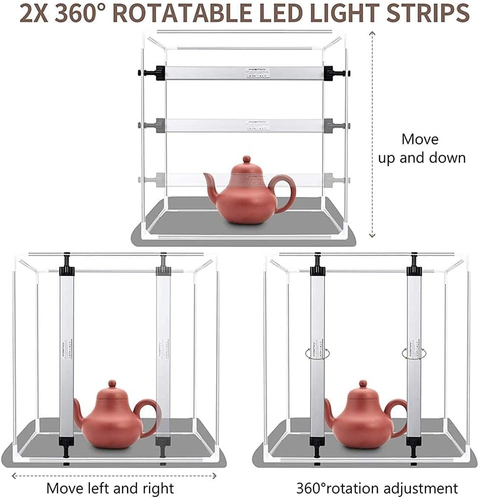 Portable 24 x 24 Inch Photo Studio Light Box with LED Lights and 3 Color Backdrops T6049