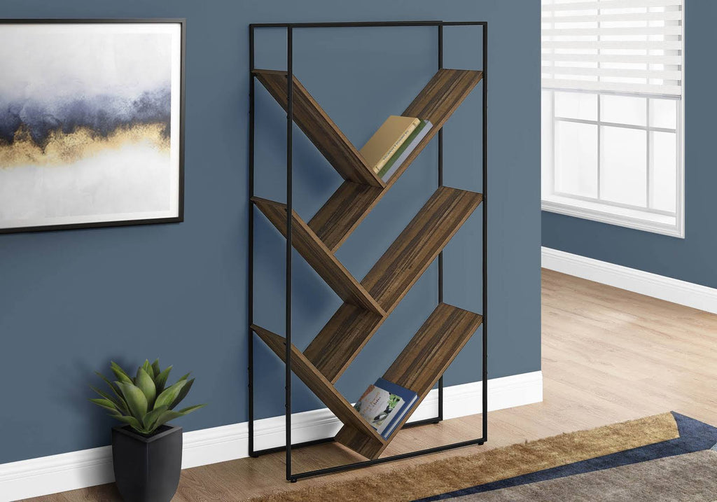 Reclaimed Wood-Look Tall Bookshelf Etagere with 5 Open Shelves C56688